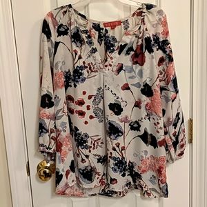 Rose & Thyme L floral 3/4 length blouse